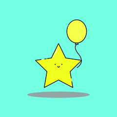 star holds balloon Illustration. modern simple vector icon, flat graphic symbol in trendy flat design style.