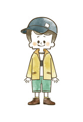 アウトドアウェアの男の子