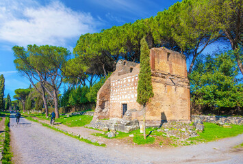 Rome (Italy) - The archeological ruins in the Appian Way of Roma (in italian: "via Appia Antica"), the most important Roman road of the ancient empire, named "regina viarum".