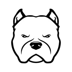 American bully dog logo. American bully dog's head isolated on white background. 