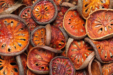 Dried Bael fruit .
