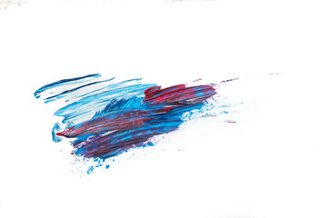 brush strokes with paint on paper. blue and purple