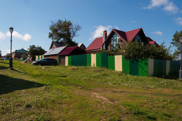 Fototapeta na wymiar old wooden houses in the monastery