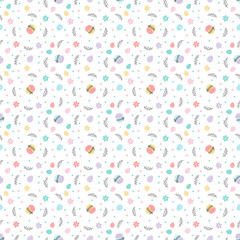 Easter seamless easter cake, eggs, willow, flowers