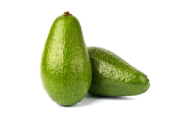 Ripe avocado isolated on white background close-up.