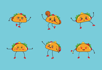 a set of tacos mascot vector illustration
