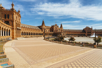 Obraz premium Aerial view of Spain Square of Seville, in Andalusia