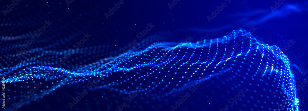 Aufkleber Digital technology background. Network connection dots and lines. Futuristic background for presentation design. 3d