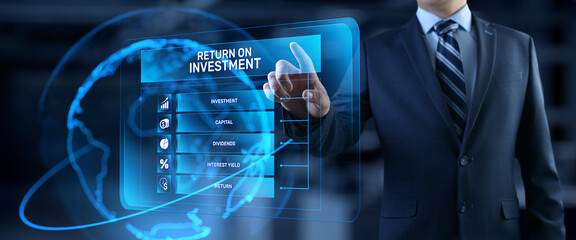 ROI Return on investment business finance concept on screen