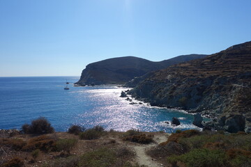 Fototapeta na wymiar Pathway to a beach on the amazing island of Folegandros Greece
