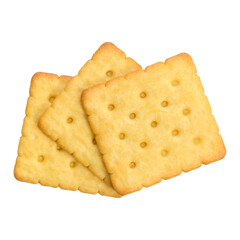 stack of crackers put on the white background with clipping mask