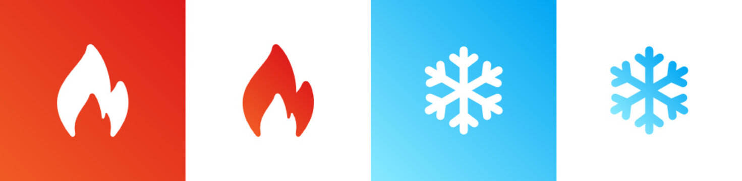 Fire and ice vector icon illustration. Weather concept.