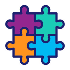 Puzzle four pieces of jigsaw flat color vector icon illustration.