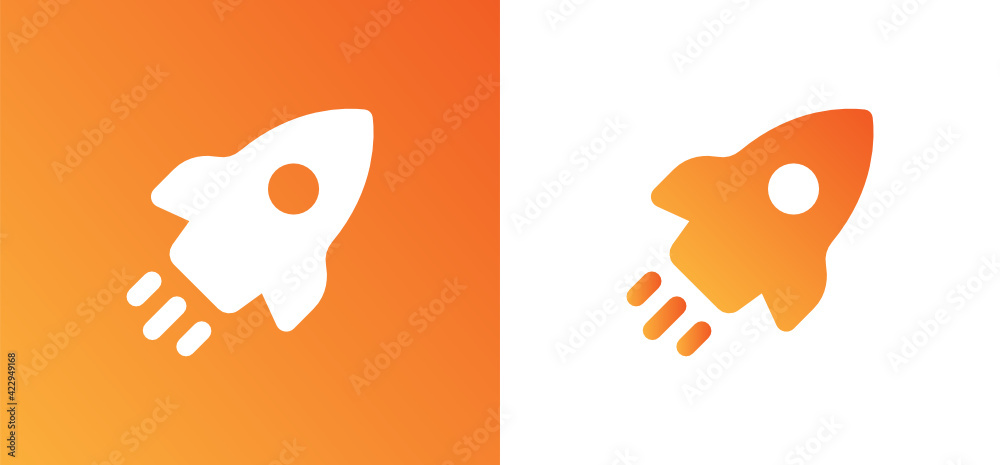 Aufkleber rocket launch business startup vector illustration.