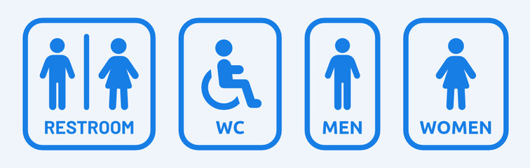 Male, Female, Handicap toilet sign vector illustration 