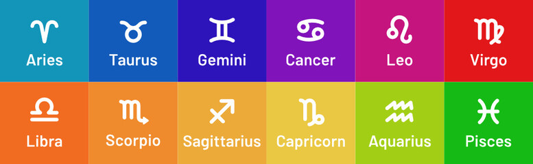 Zodiac signs. Horoscope constellation vector symbol.