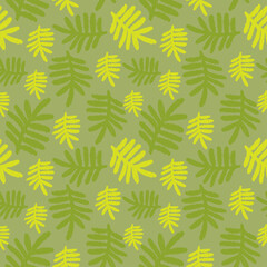 Palm branch vector seamless pattern. Imitation of Ikat woven technic.
Vector endless texture on white background. Print for textile, bed linen, clothers, wall paper