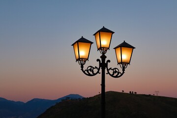 street lamp at sunset
