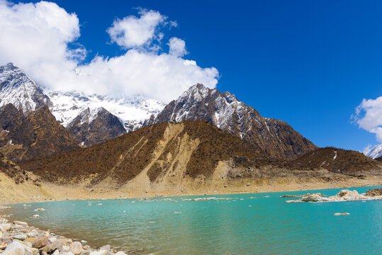 Lakes in the Himalayas. The trek around Manaslu