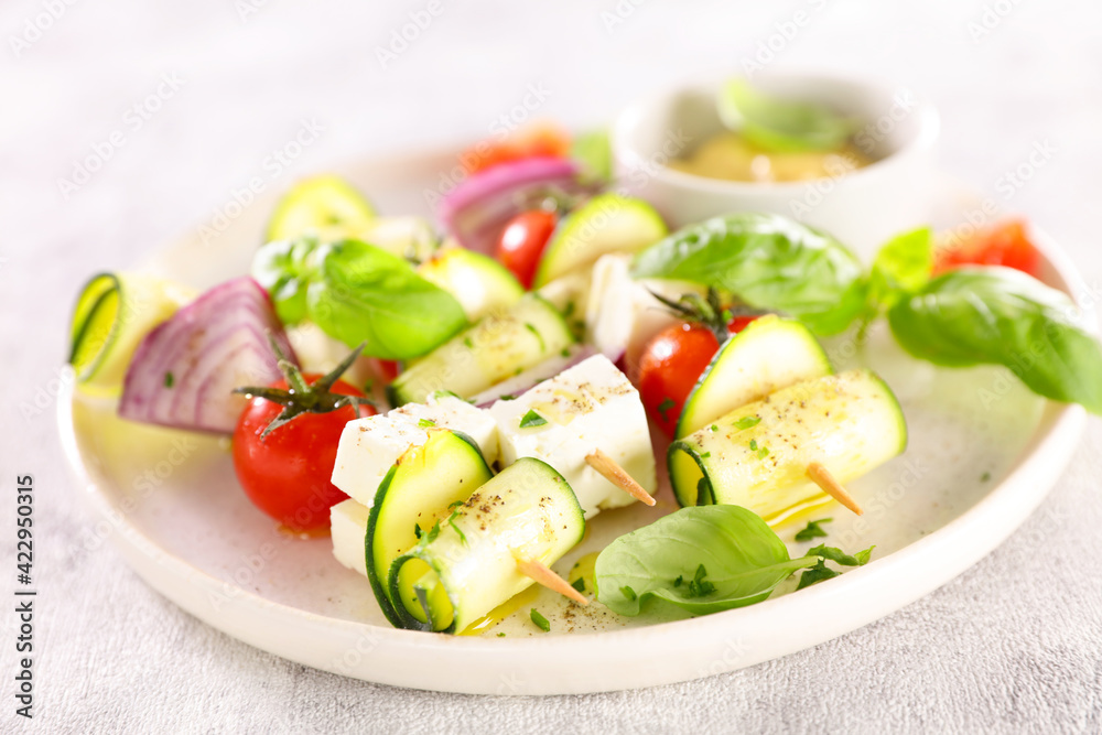 Sticker vegetarian salad with dipping sauce