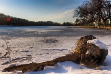 Fototapeta premium river in winter