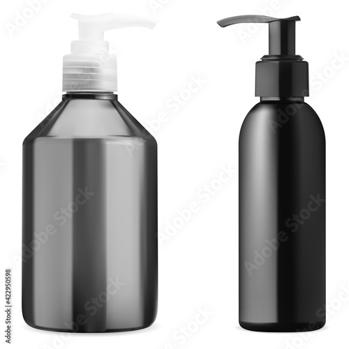 Download Cosmetic Bottle Mockup Cleanser Gel Pump Bottle Pump Dispenser Package Black Container Set For Liquid Detergent Or Foam Skin Oil Or Hand Wash Cream Packaging With Pump Valve 3d Template Wall Mural Sergej