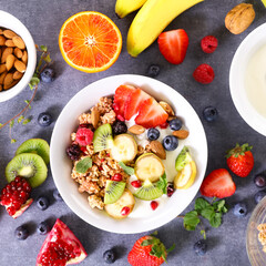 granola breakfast with fresh fruits