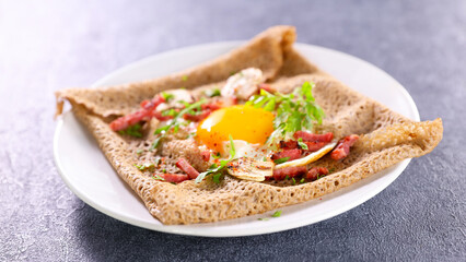 crepe with egg, cheese and herbs
