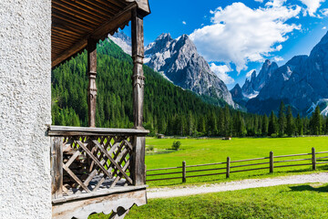 Fototapeta na wymiar Typical views of the dolomitic valley floor. The Val Fiscalina