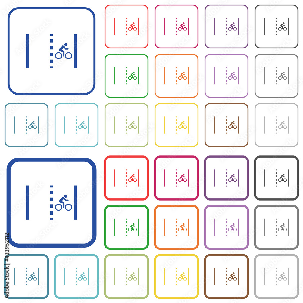 Canvas Prints bicycle lane outlined flat color icons