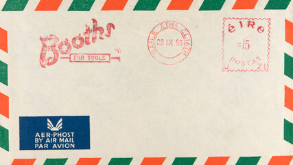 luftpost airmail air mail vintage retro alt old ireland irland eire briefumschlag envelope slogan...