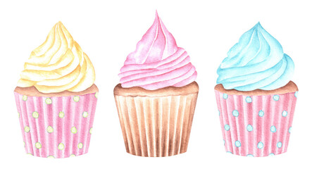 Watercolor Cupcakes Set