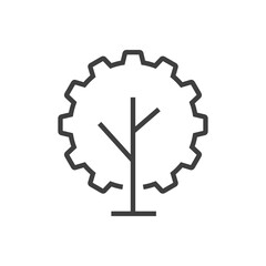 Logotipo engranaje con forma de árbol con lineas de color gris