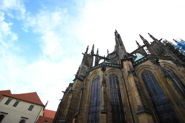Fototapeta na wymiar City of Prague Castiol St. Vitus Beautiful gothic facade