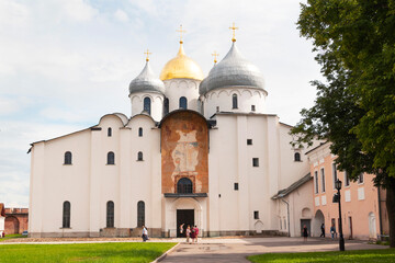 Fototapeta na wymiar Russia, Great Novgorod - July 13, 2020: St. Sophia Cathedral. Novgorod Detinets