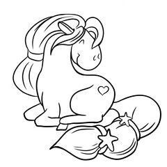 Little cute horse, drawing for children, illustration for coloring