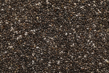 Chia seeds as background, top view. Organic superfood