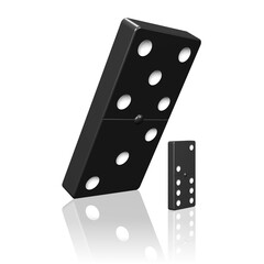 ein kleiner Dominostein wird von einem Großen getroffen