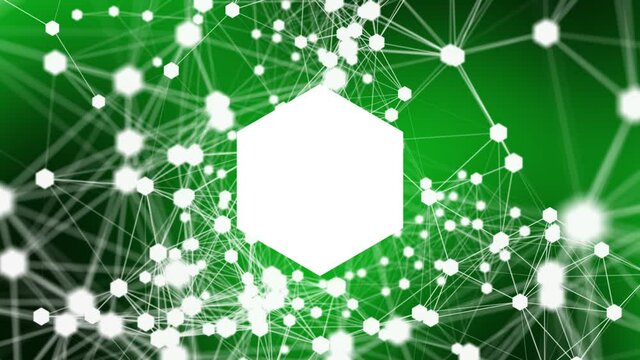 Figure in the center of the plexus - Green Hexagon - A crystal white hexagon soars among other similar plexus-linked threads. The whole structure, then comes in motion, then freezes. Perfectly looped!