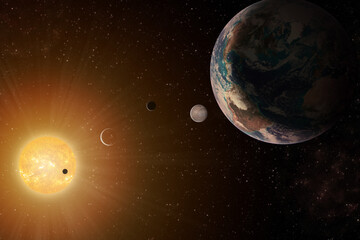 planets in the row with the sun in the Solar system Elements of this image furnished by NASA