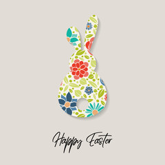 Easter greeting card with colourful bunny. Vector