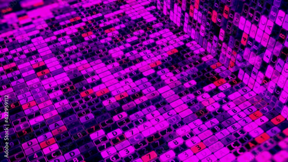 Aufkleber abstract scanning data process with blinking characters and numbers, seamless loop. animation. digit