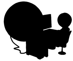 silhouette of a person with computer