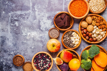 Products rich in fiber. Healthy diet food.