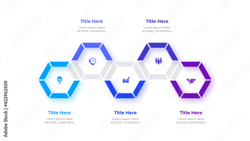 Poster vector hexagon elements for infographic. template for presentation. business concept with 5 options,