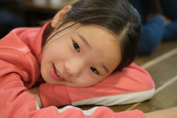 a Japanese girl taking a break