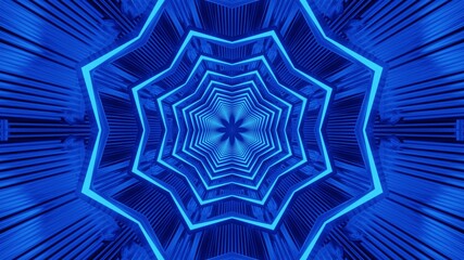 Blue neon geometric ornament 4K UHD 3d illustration