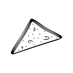 Hand drawn slice of bread isolated on a white background. Doodle, simple outline illustration. It can be used for decoration of textile, paper.