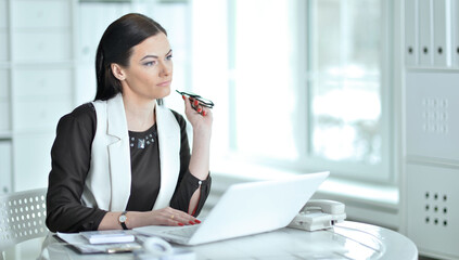 Portrait of  businesswoman working in office