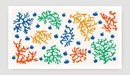 Fototapeta na wymiar Abstract Matisse organic shapes. Coral shape homage to Matisse